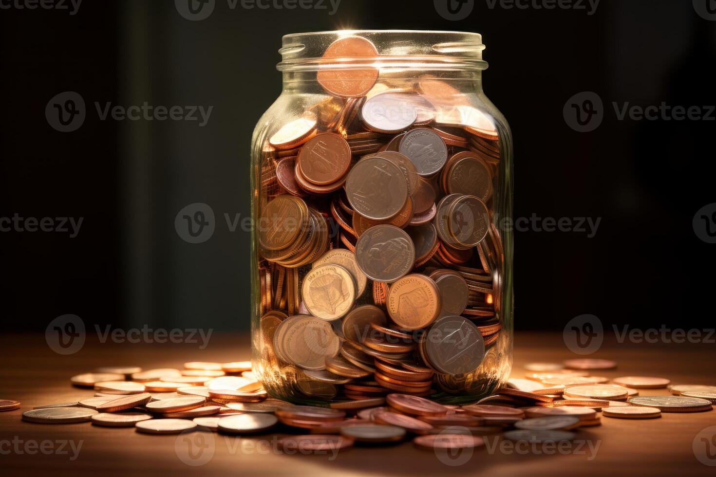 AI generated Tangible Jar coins. Generate Ai photo