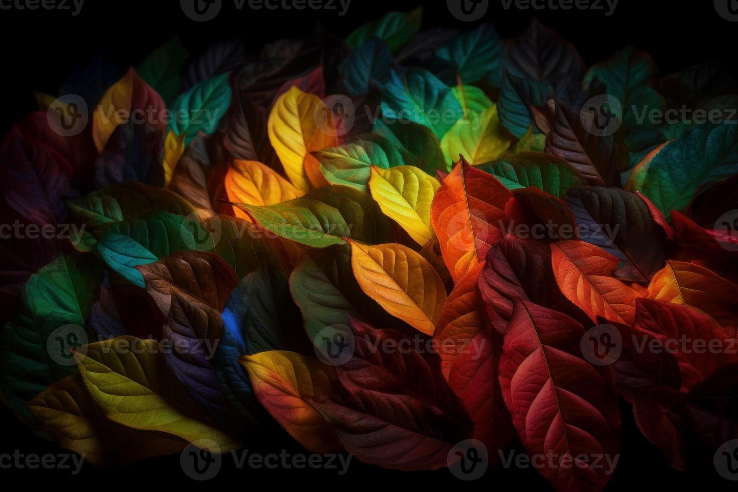 AI generated Colorful vibrant leaves vegetation spread. Generate ai photo