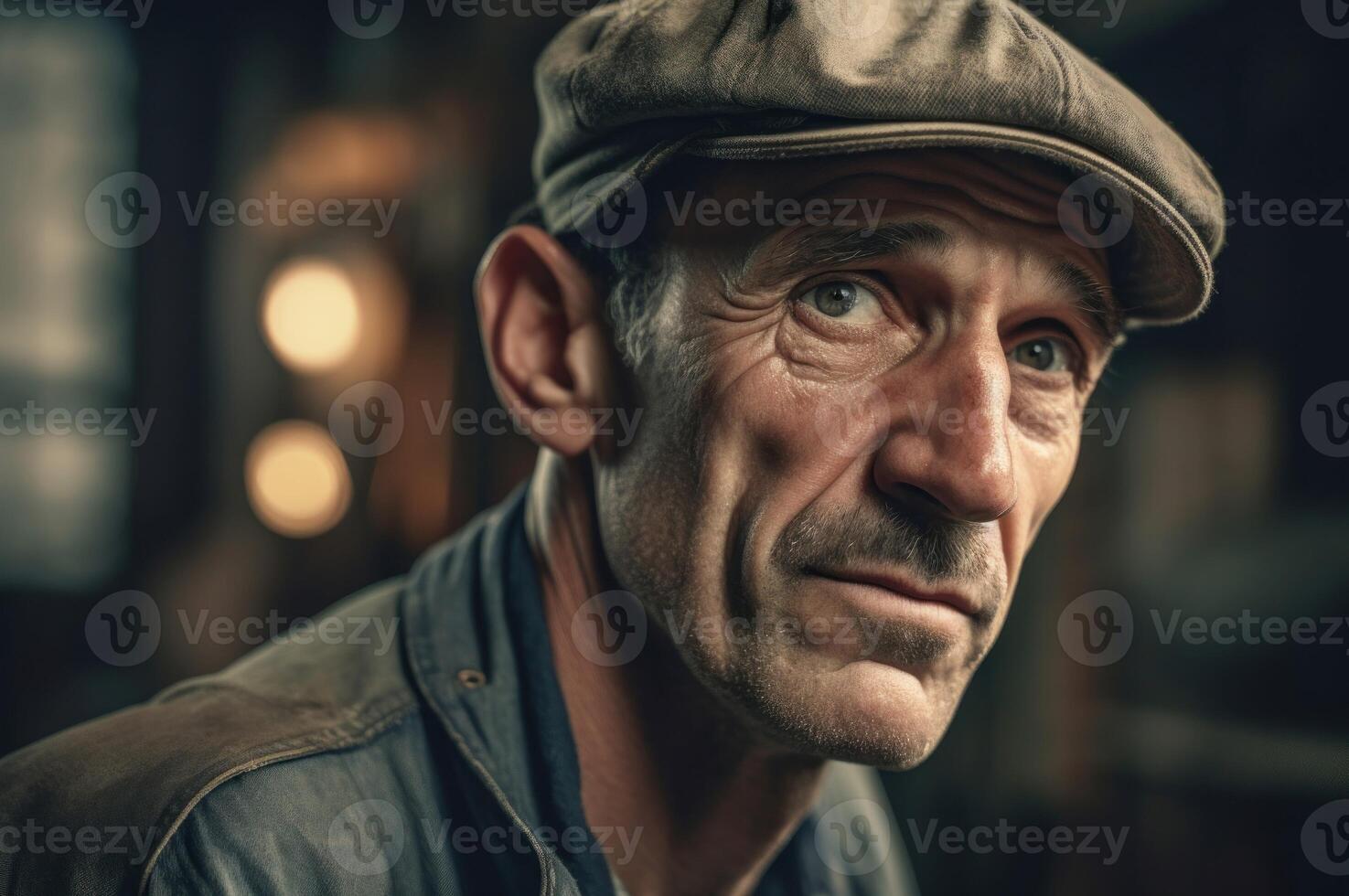 AI generated Aged male factory worker portrait. Generate ai photo
