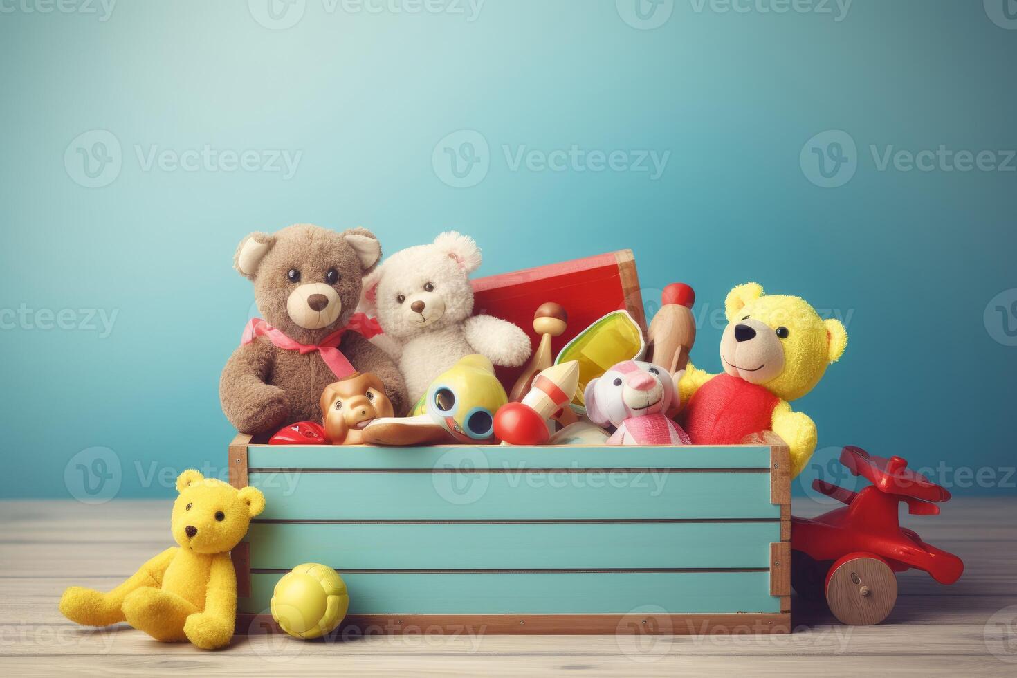 AI generated Toy box in kid room. Generate ai photo