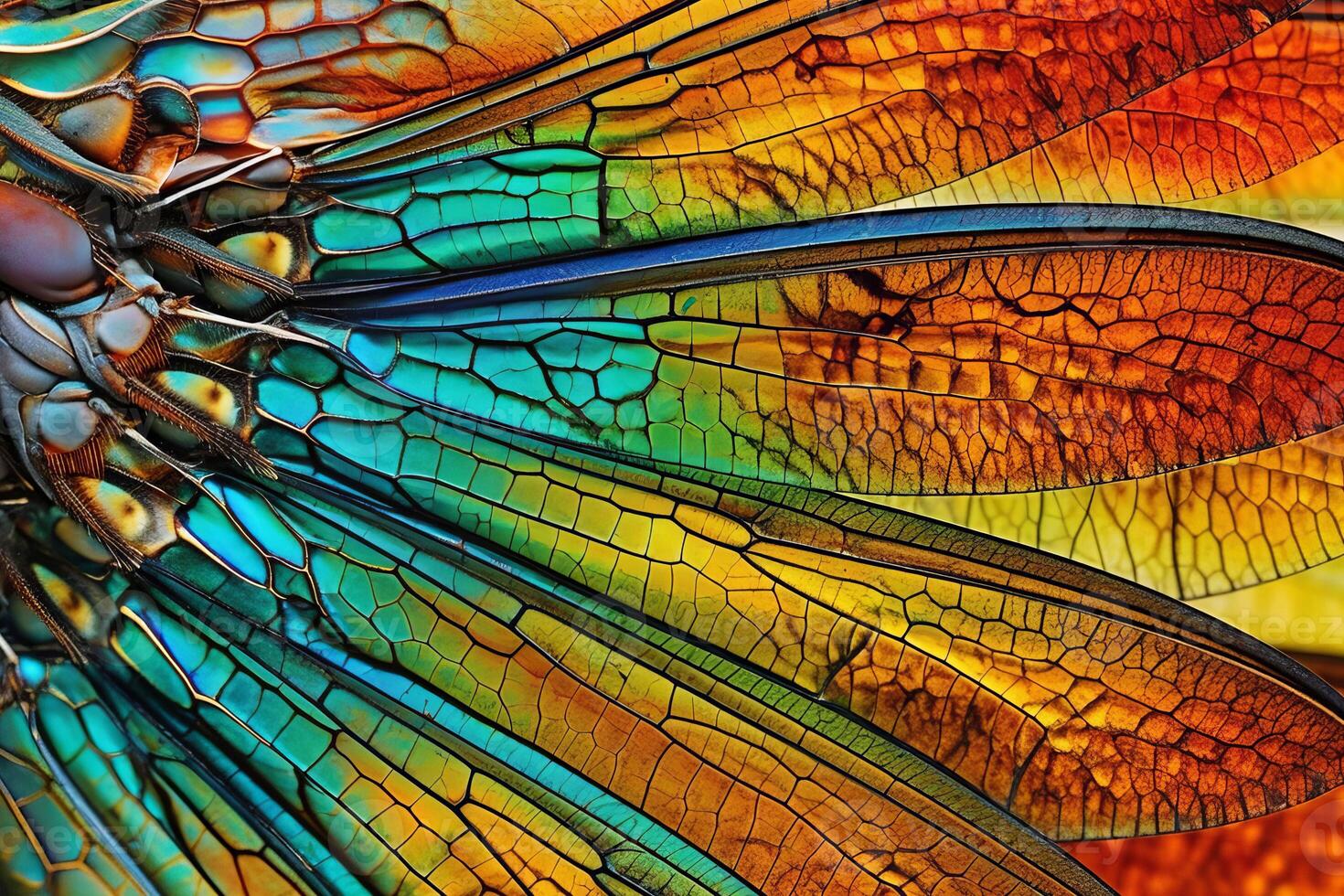 AI generated Wing psychedelic dragonfly. Generate ai photo