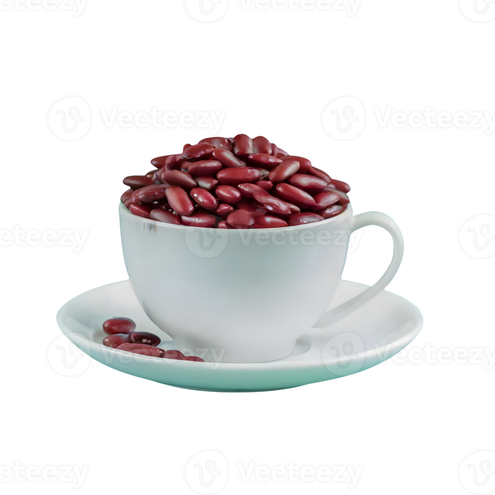 AI generated Red bean seeds in a white cup isolated on transparent background png