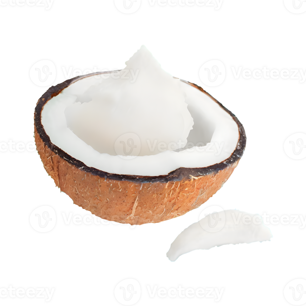 AI generated The coconut meat is peeled isolated on transparent background png