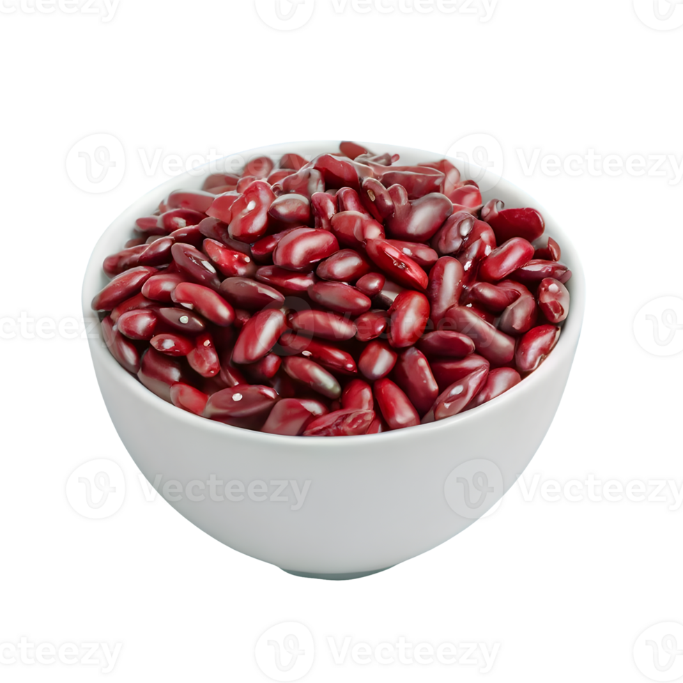 AI generated Red bean seeds in a white cup isolated on transparent background png