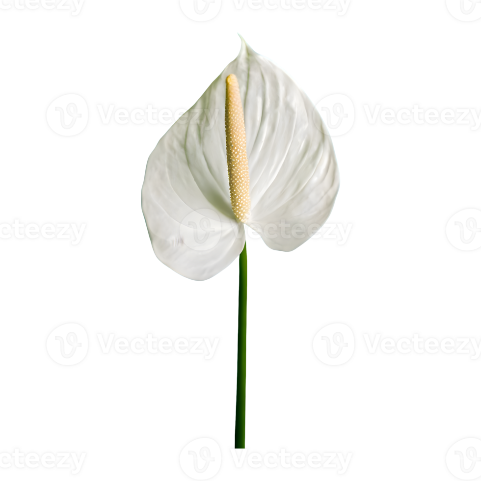 AI generated Spadix, white anthurium flower isolated on transparent background png