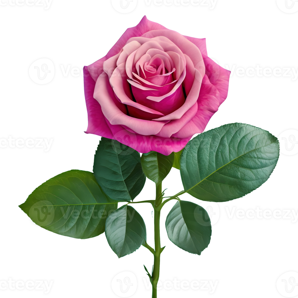 AI generated Pink rose with drops isolated on transparent background png