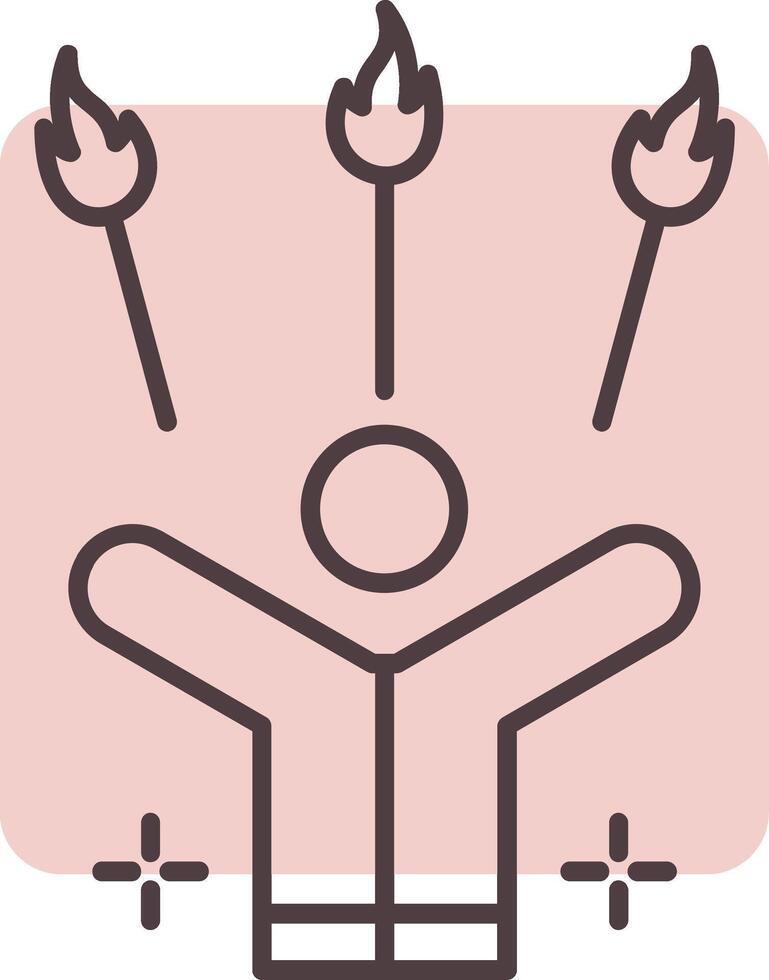 Juggling Fire Line  Shape Colors Icon vector