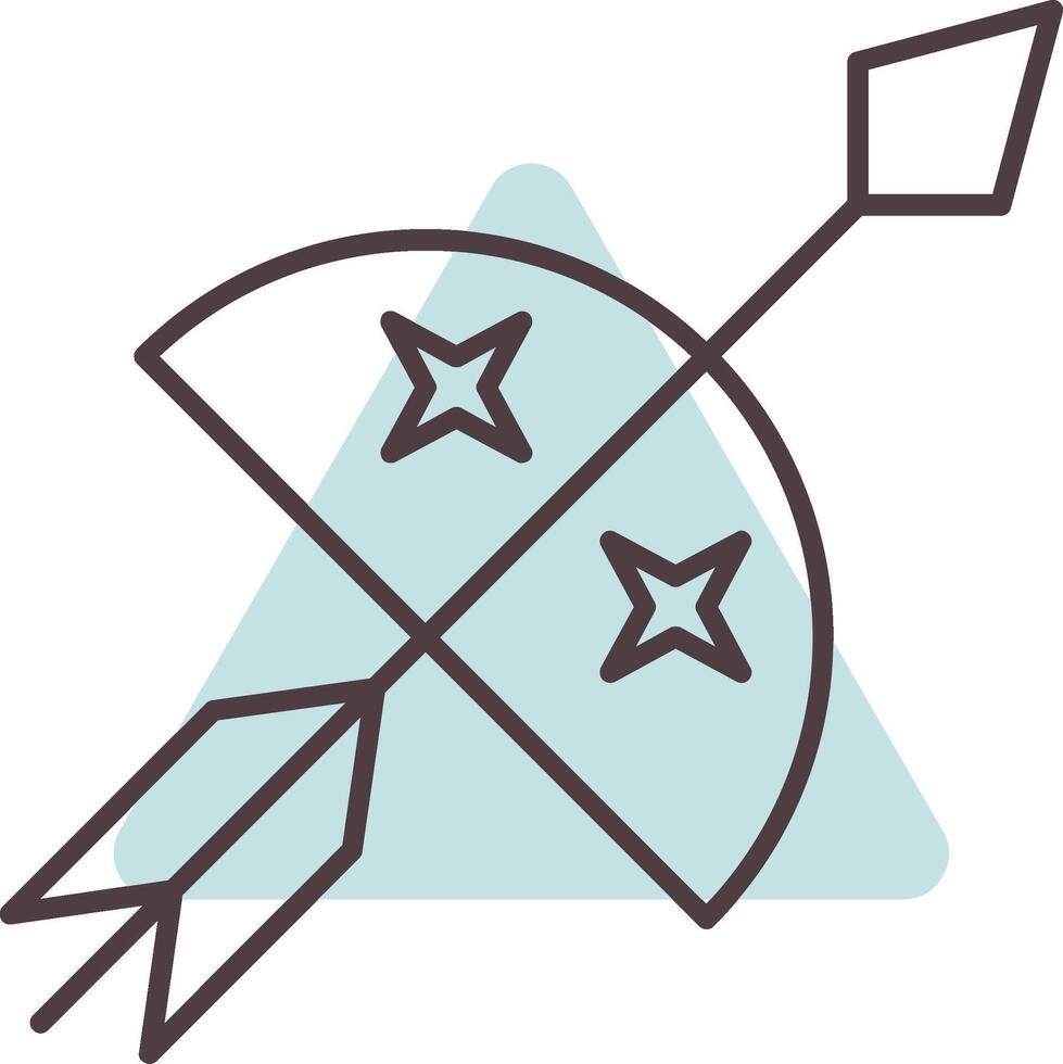 Bow And Arrow Line  Shape Colors Icon vector