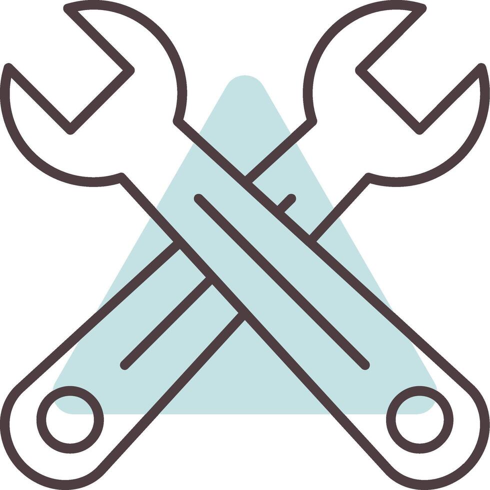 Cross Wrench Line  Shape Colors Icon vector
