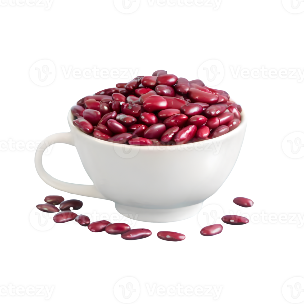 AI generated Red bean seeds in a white cup isolated on transparent background png