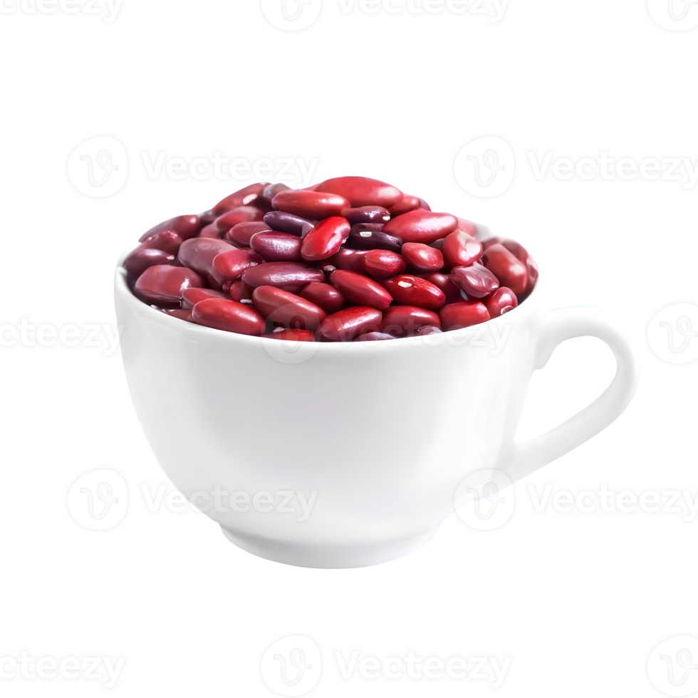 AI generated Red bean seeds in a white cup isolated on transparent background png