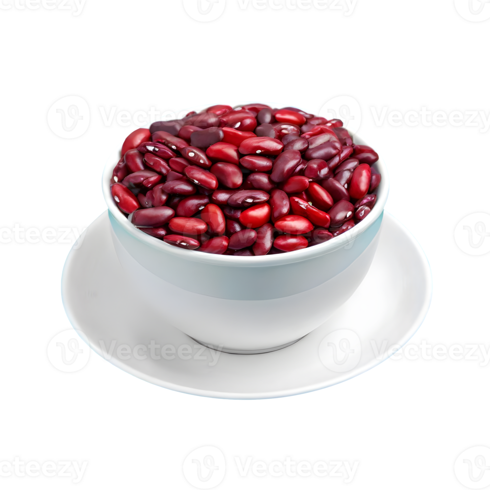 AI generated Red bean seeds in a white cup isolated on transparent background png