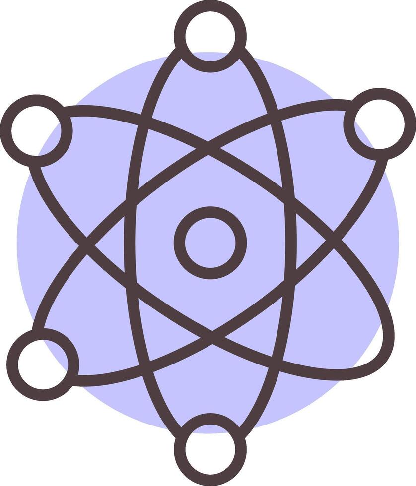 átomos línea forma colores icono vector