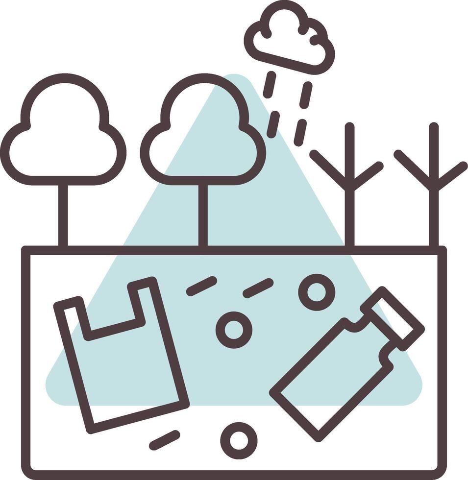 Land Pollution Line  Shape Colors Icon vector