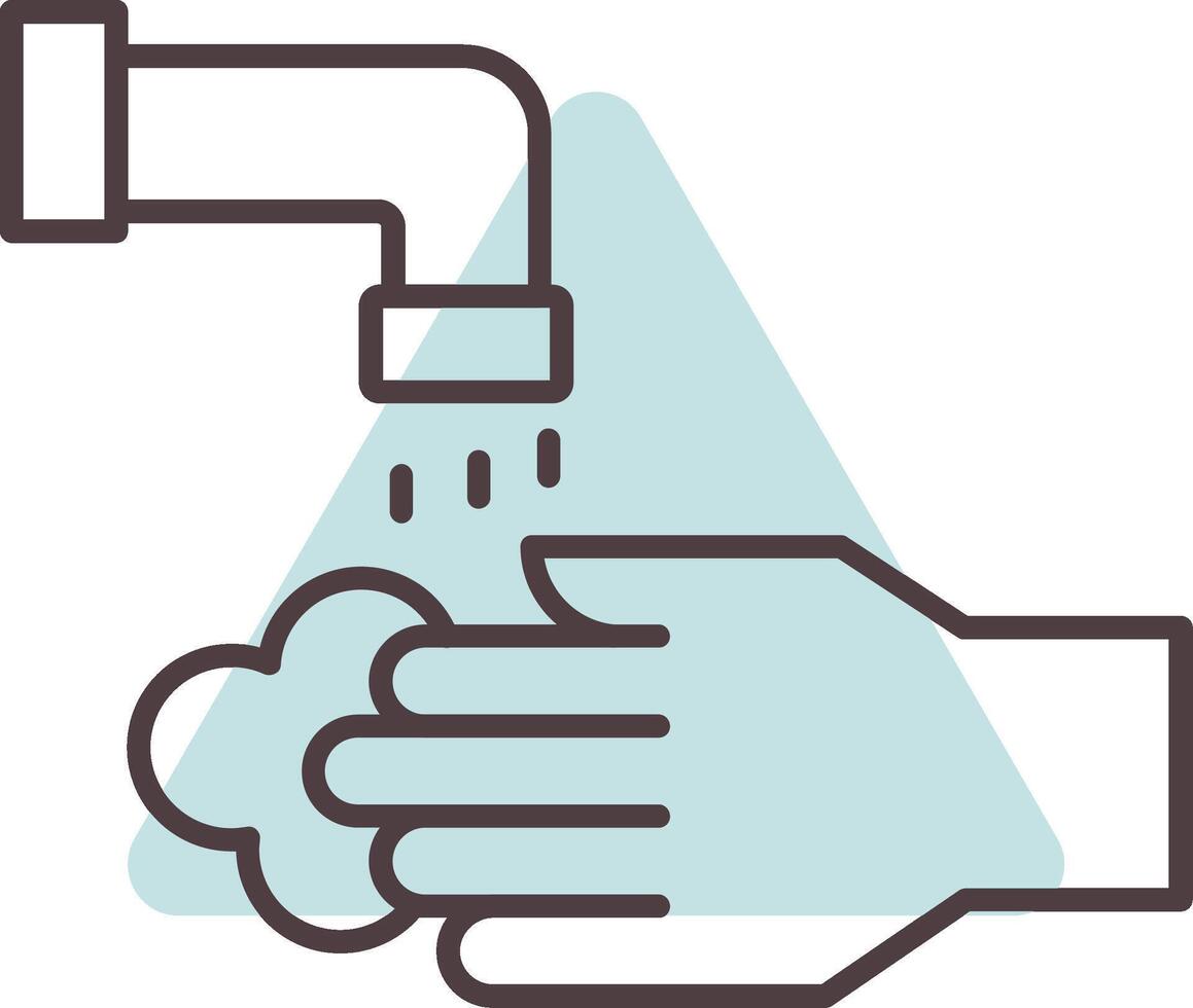 Washing Hands Line  Shape Colors Icon vector