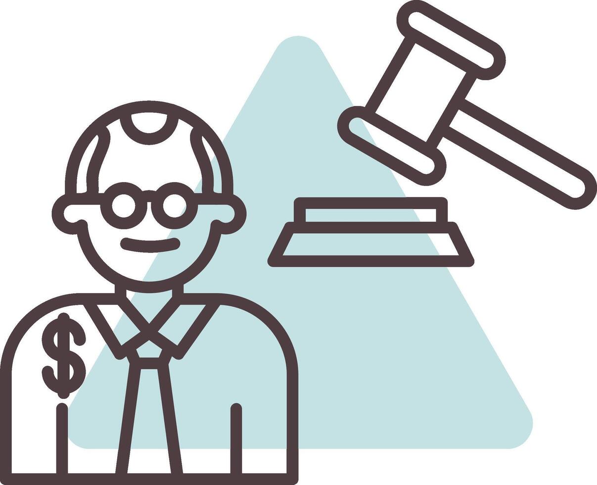 Judge Giving Order Line  Shape Colors Icon vector