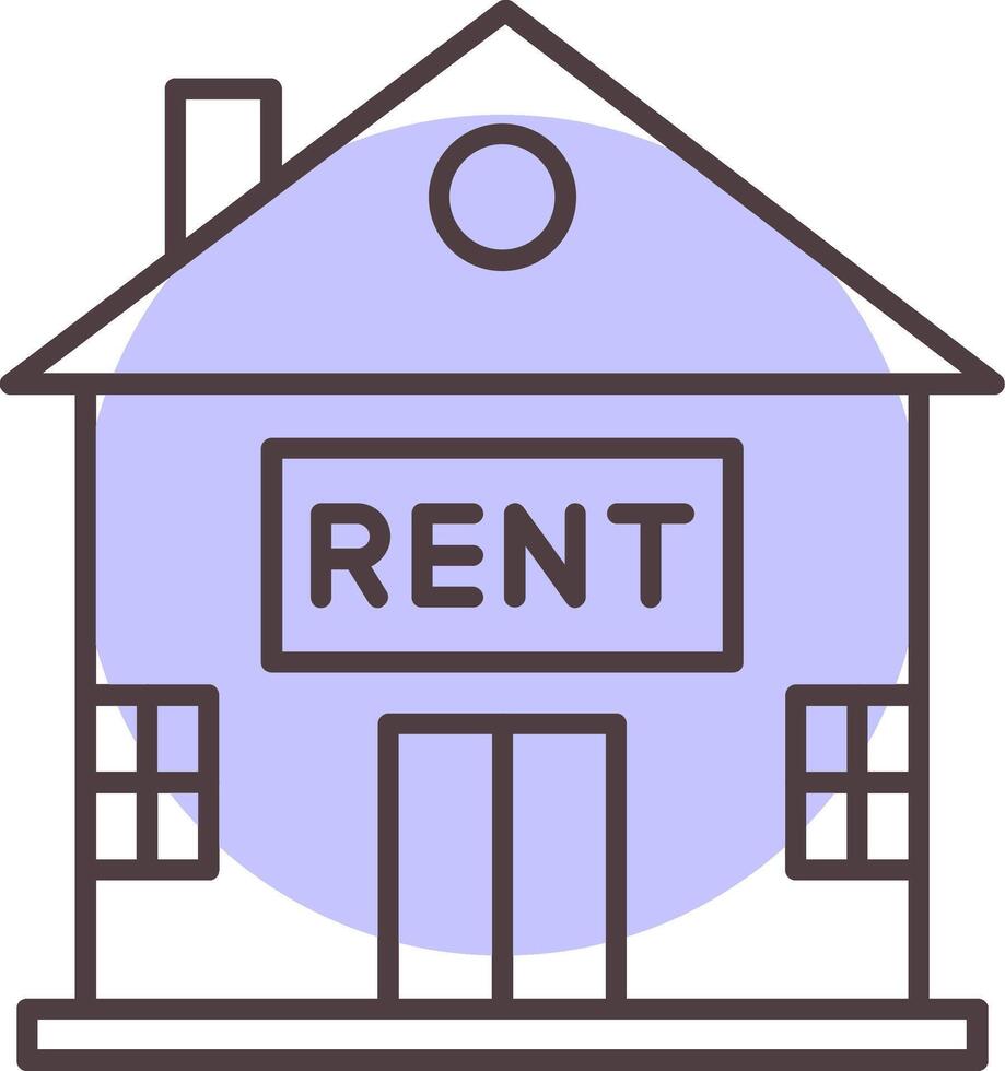 House for Rent Line  Shape Colors Icon vector