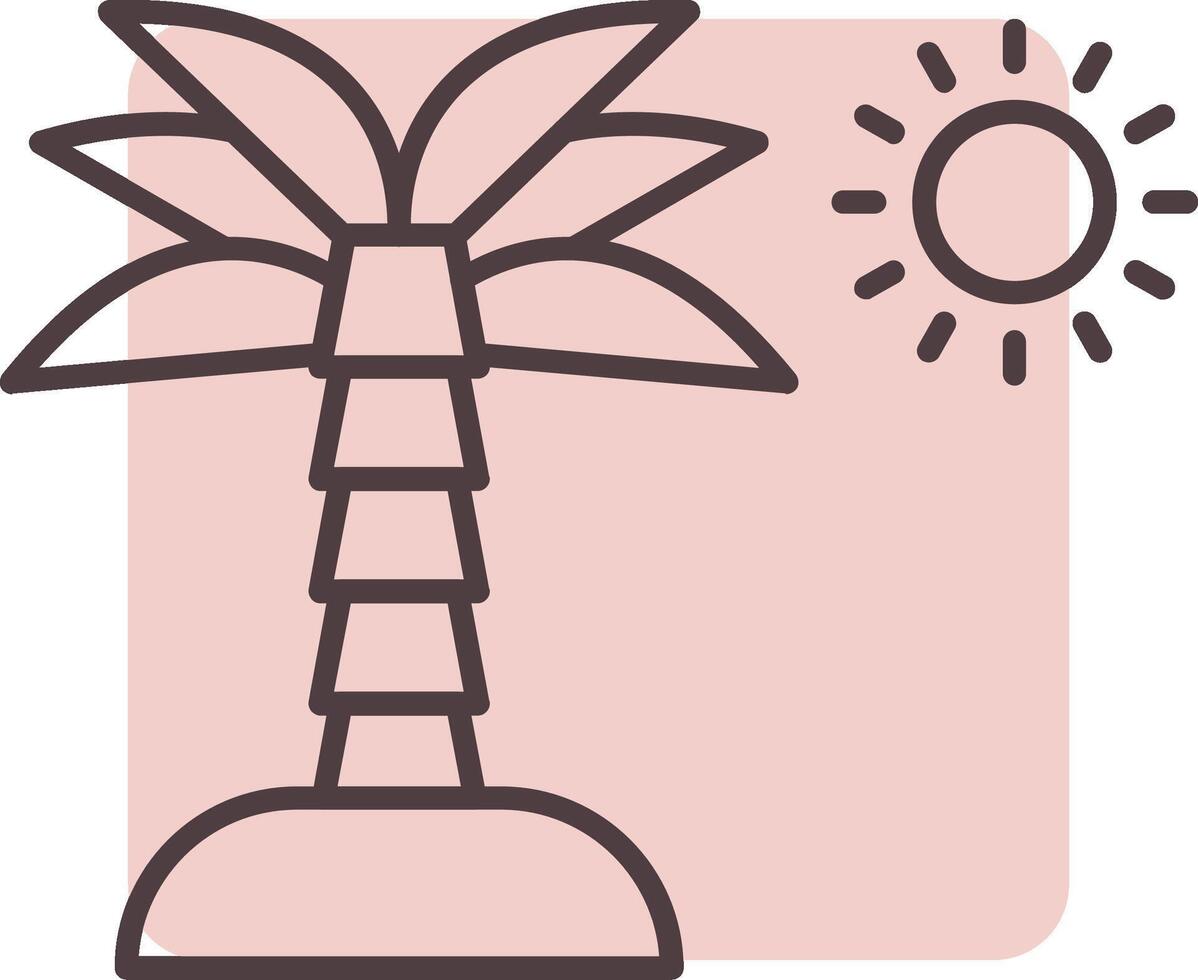 Palm Tree Line  Shape Colors Icon vector