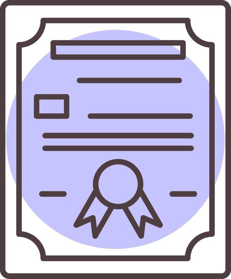 Certificate Line  Shape Colors Icon vector