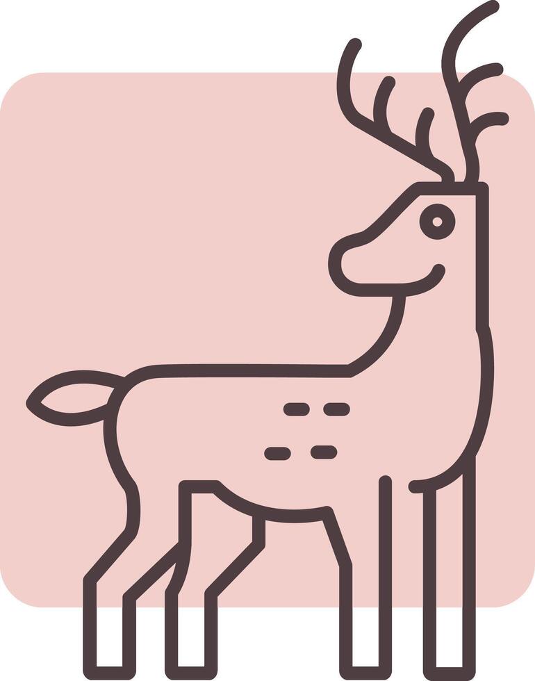 Reindeer Line  Shape Colors Icon vector
