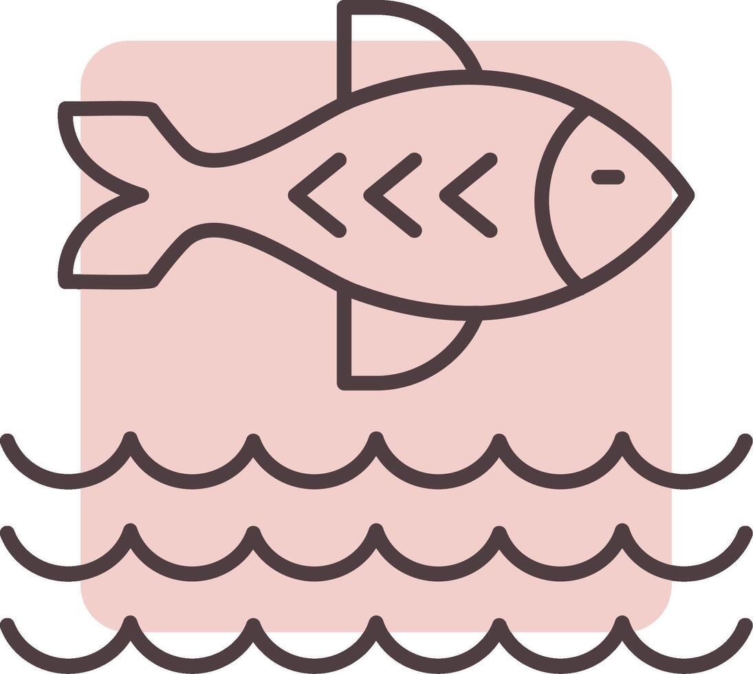 pescado línea forma colores icono vector