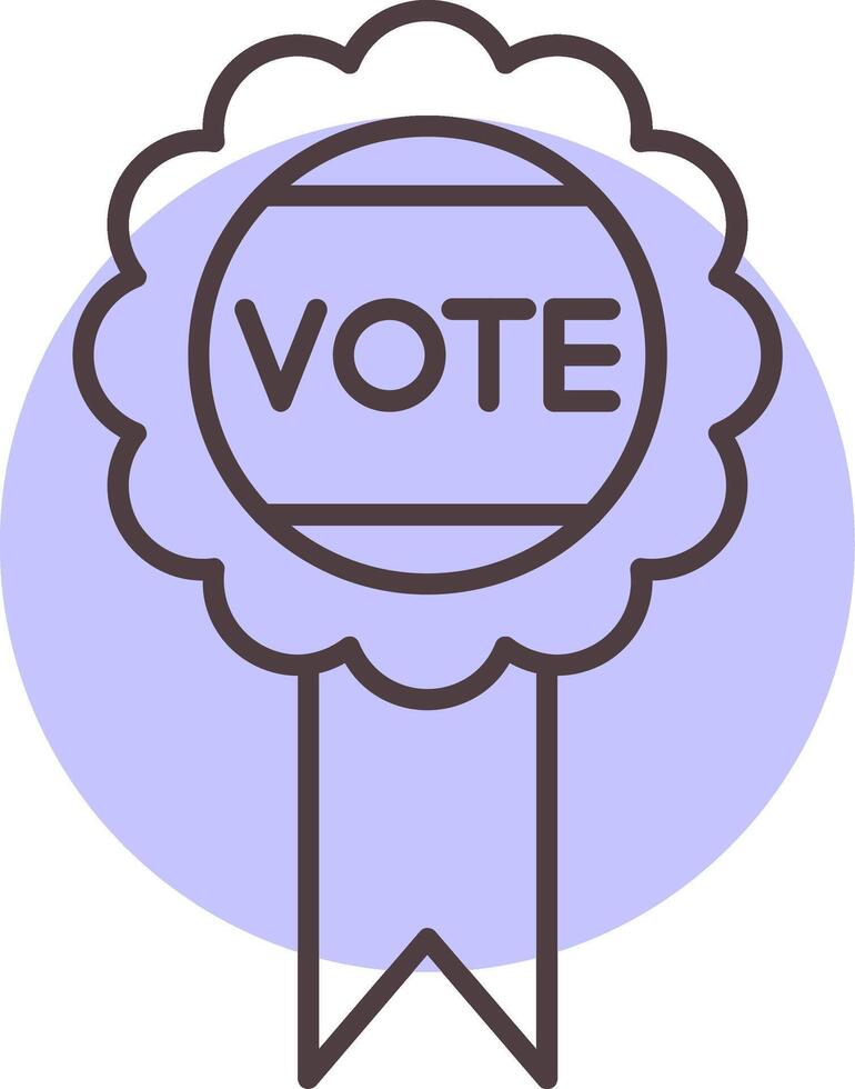 Vote Badge Line  Shape Colors Icon vector