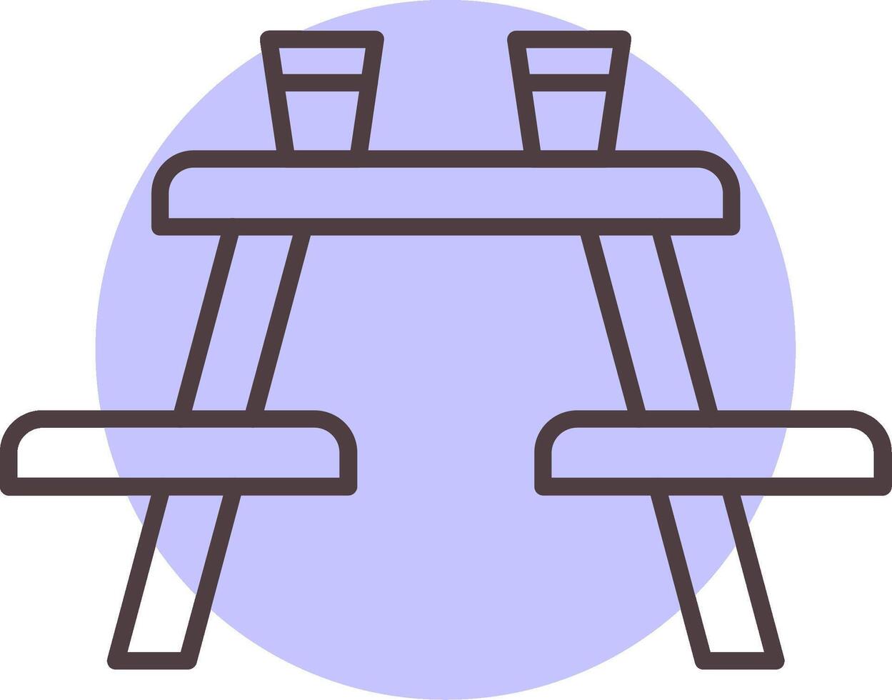 picnic mesa línea forma colores icono vector