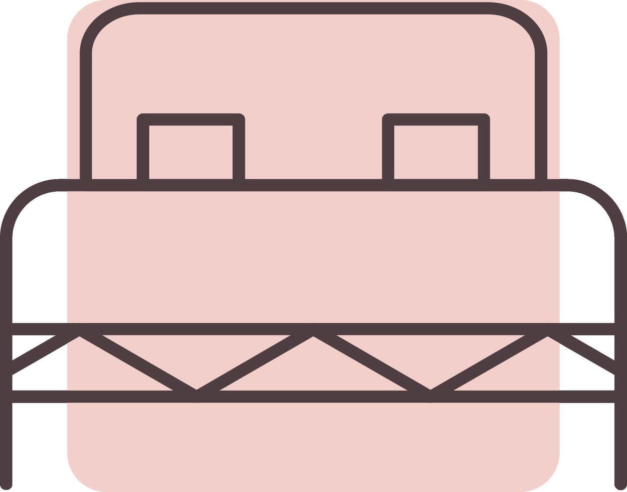 Double Bed Line  Shape Colors Icon vector