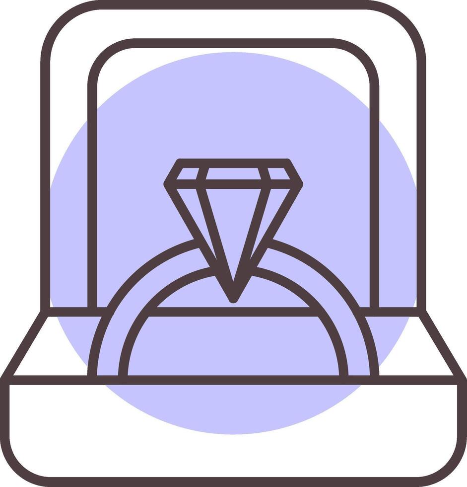 anillo caja línea forma colores icono vector