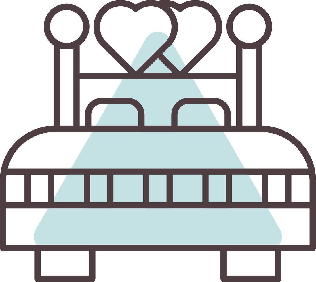 Double Bed Line  Shape Colors Icon vector