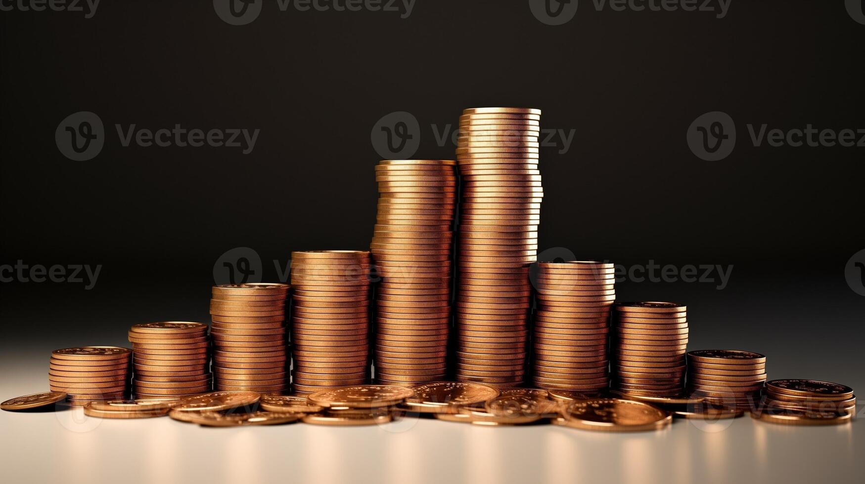 AI generated A gold coins stack on black background photo