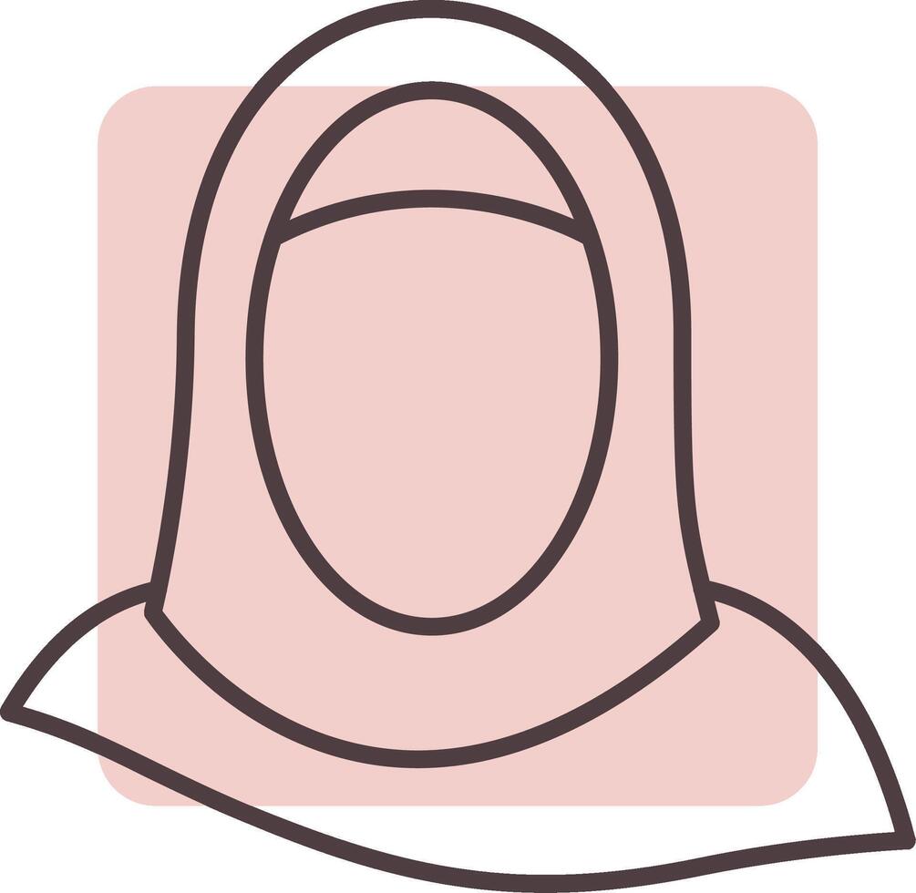 Hijab Line  Shape Colors Icon vector