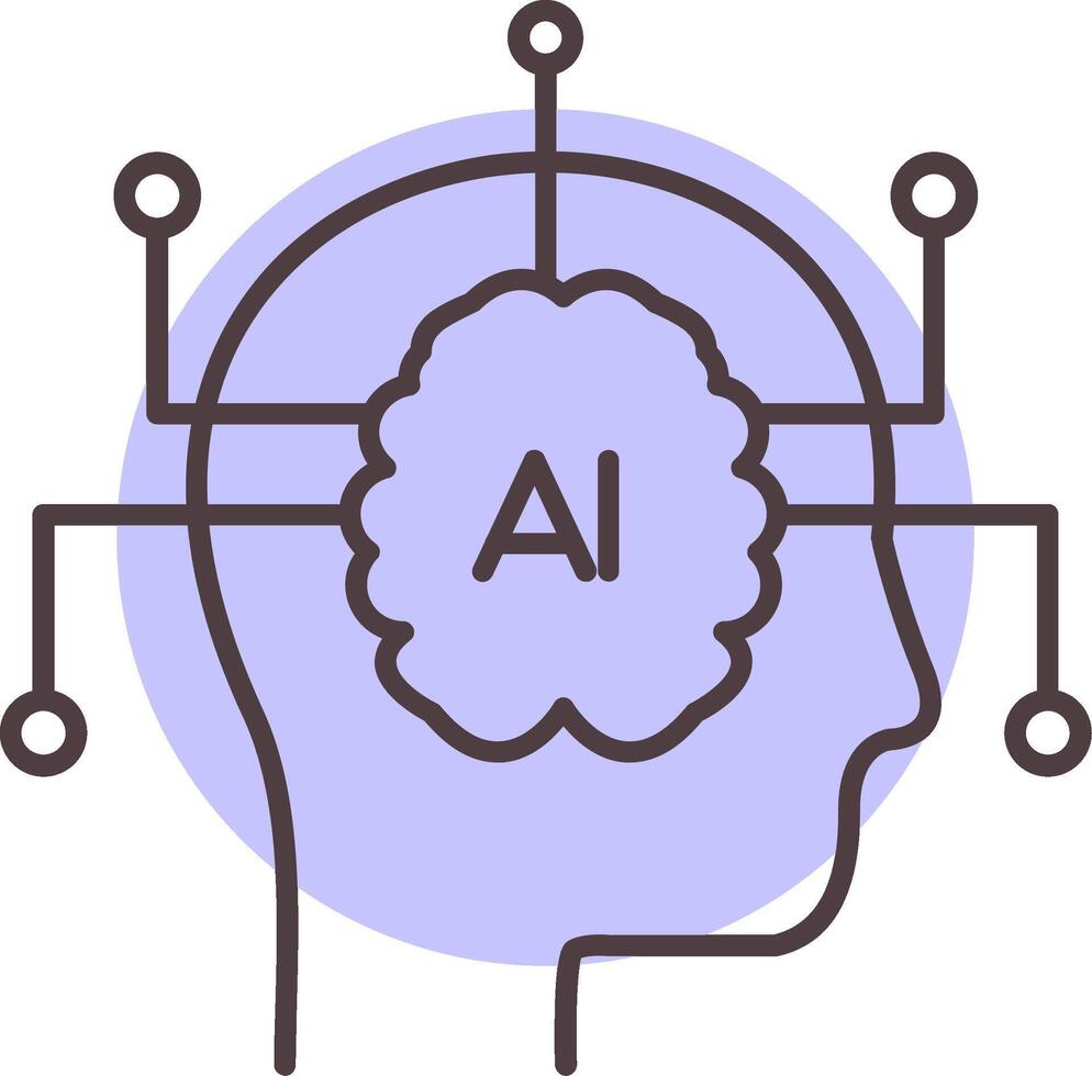 Artificial Intelligence Line  Shape Colors Icon vector