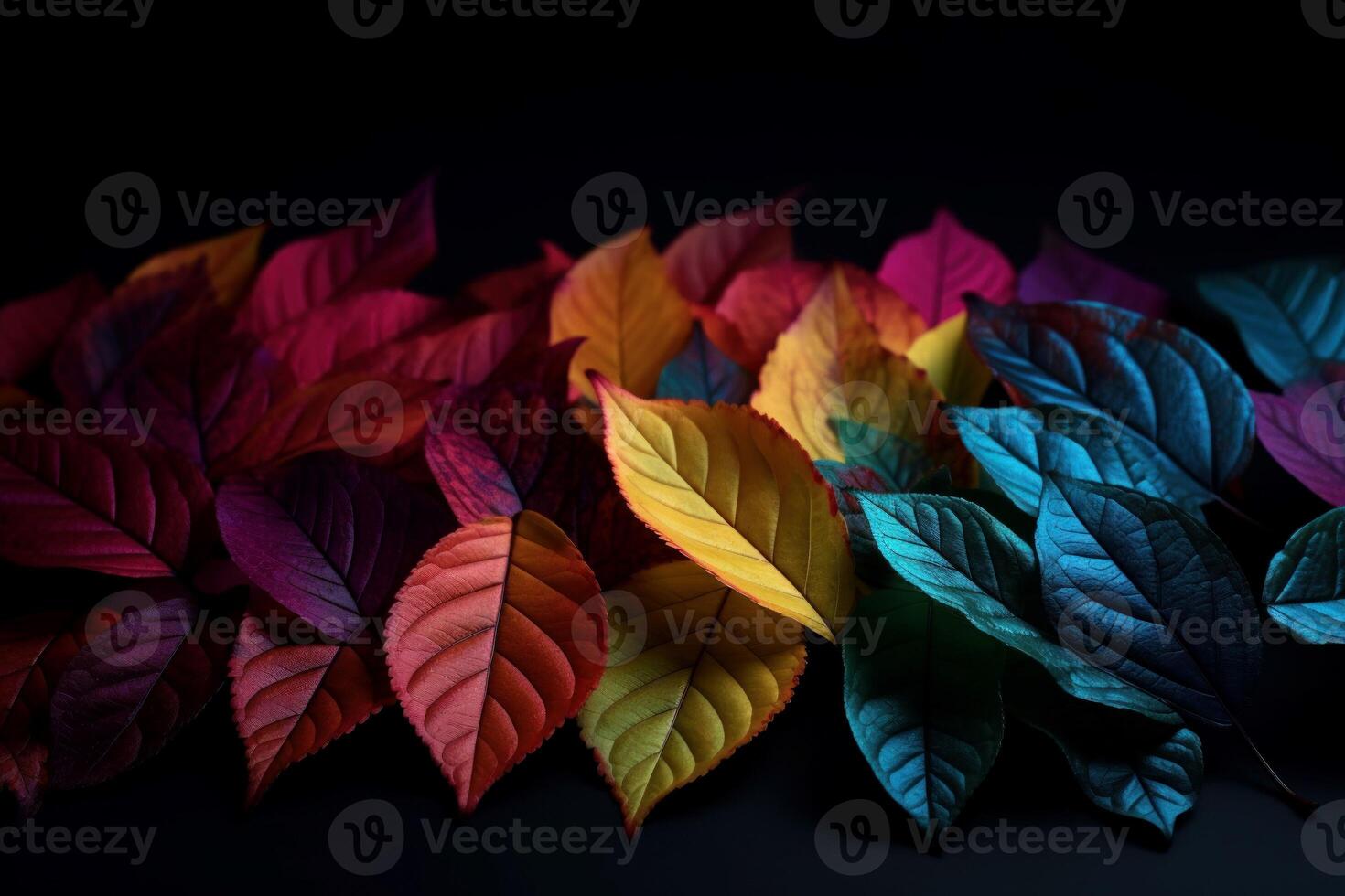 AI generated Colorful leaves spread. Generate ai photo