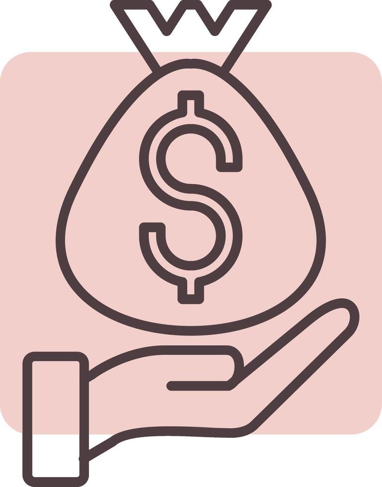 Money Bag Line  Shape Colors Icon vector