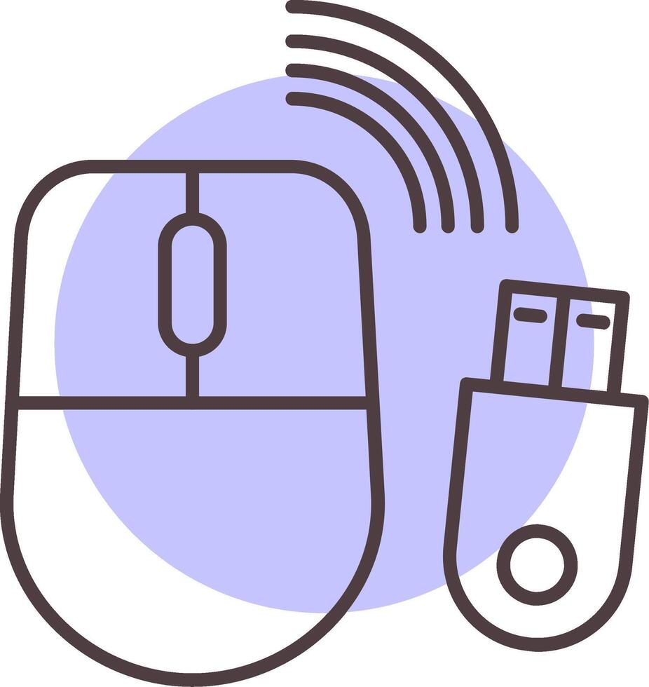 Wireless Mouse Line  Shape Colors Icon vector