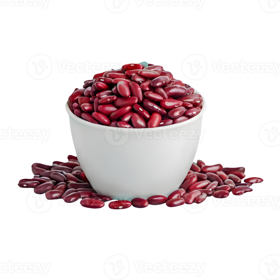 AI generated Red bean seeds in a white cup isolated on transparent background png