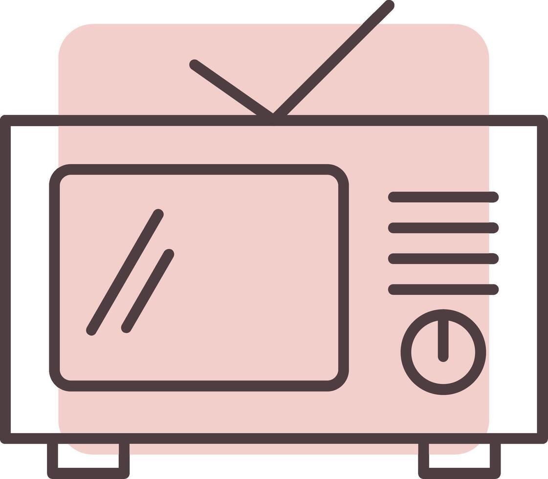 televisión línea forma colores icono vector