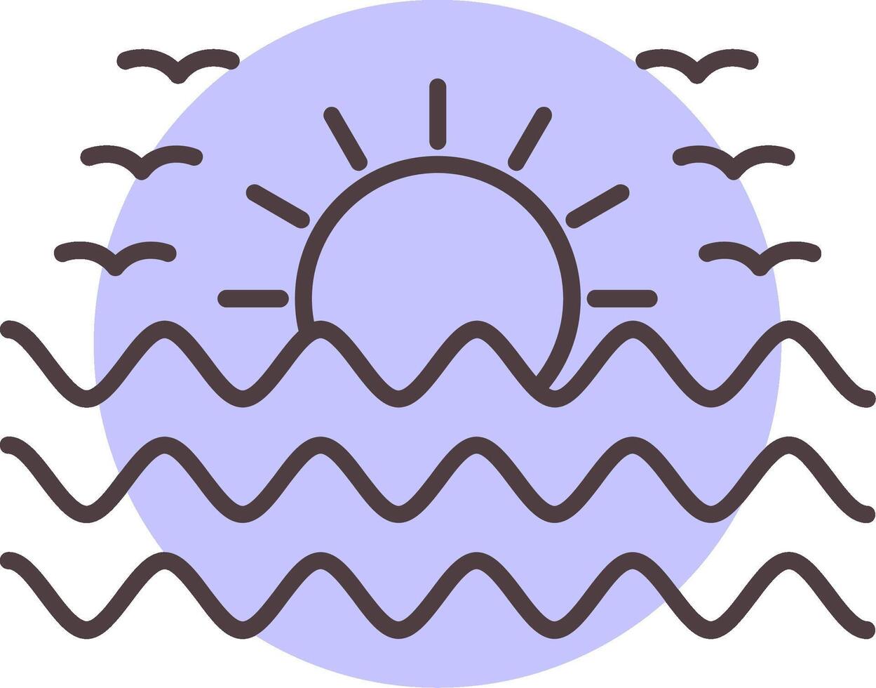 puesta de sol línea forma colores icono vector
