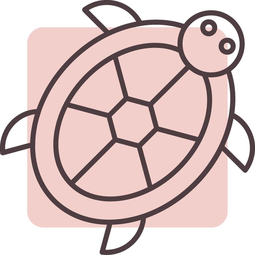 Tortuga línea forma colores icono vector