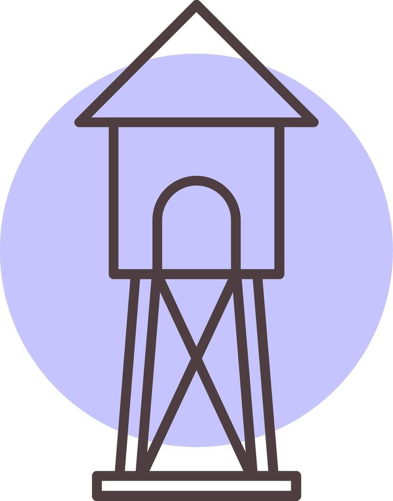 torre de vigilancia línea forma colores icono vector