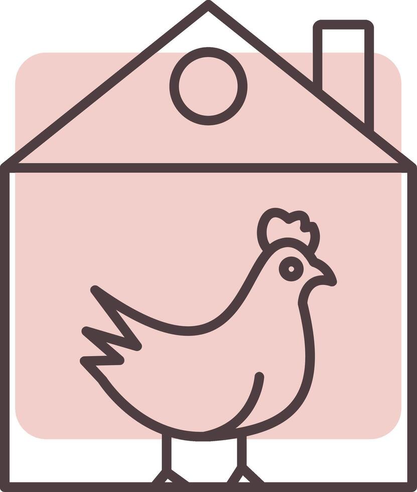 Chicken Line  Shape Colors Icon vector