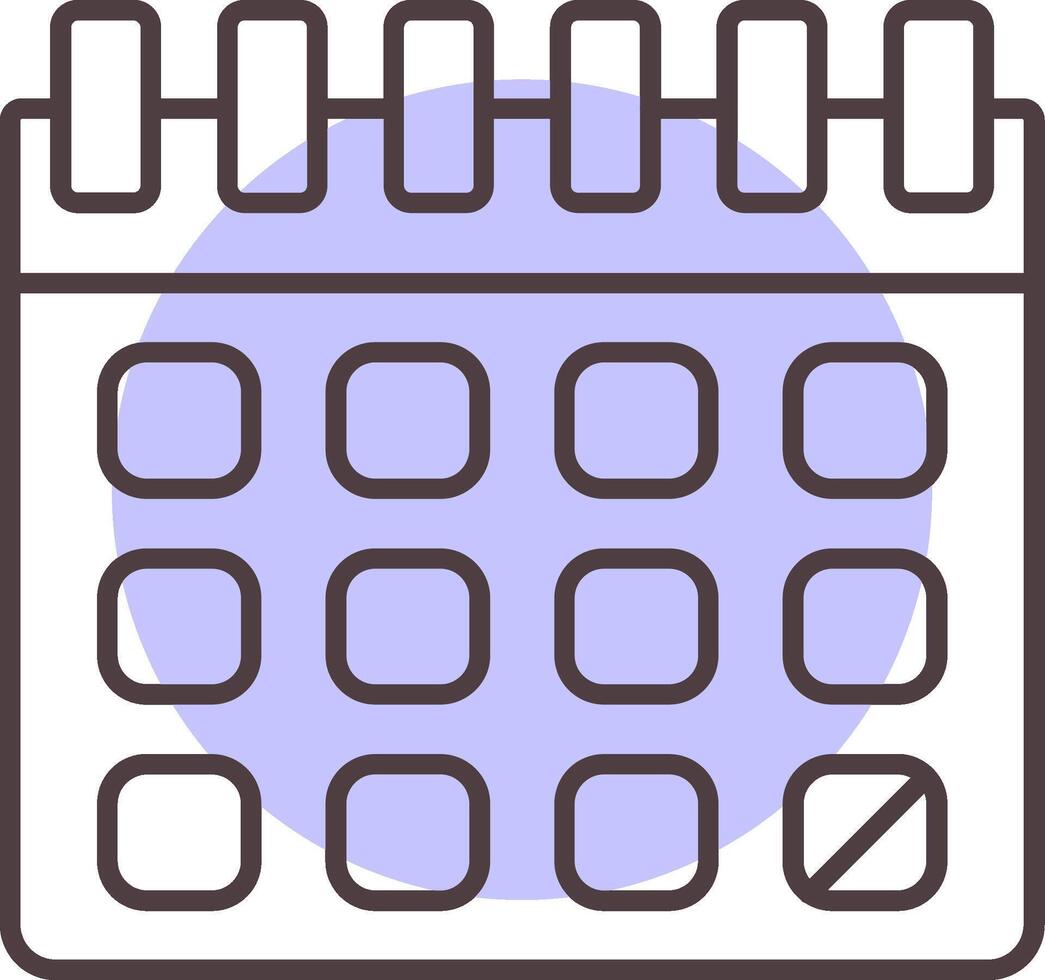 calendario línea forma colores icono vector