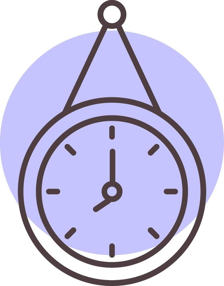 Wall Clock Line  Shape Colors Icon vector