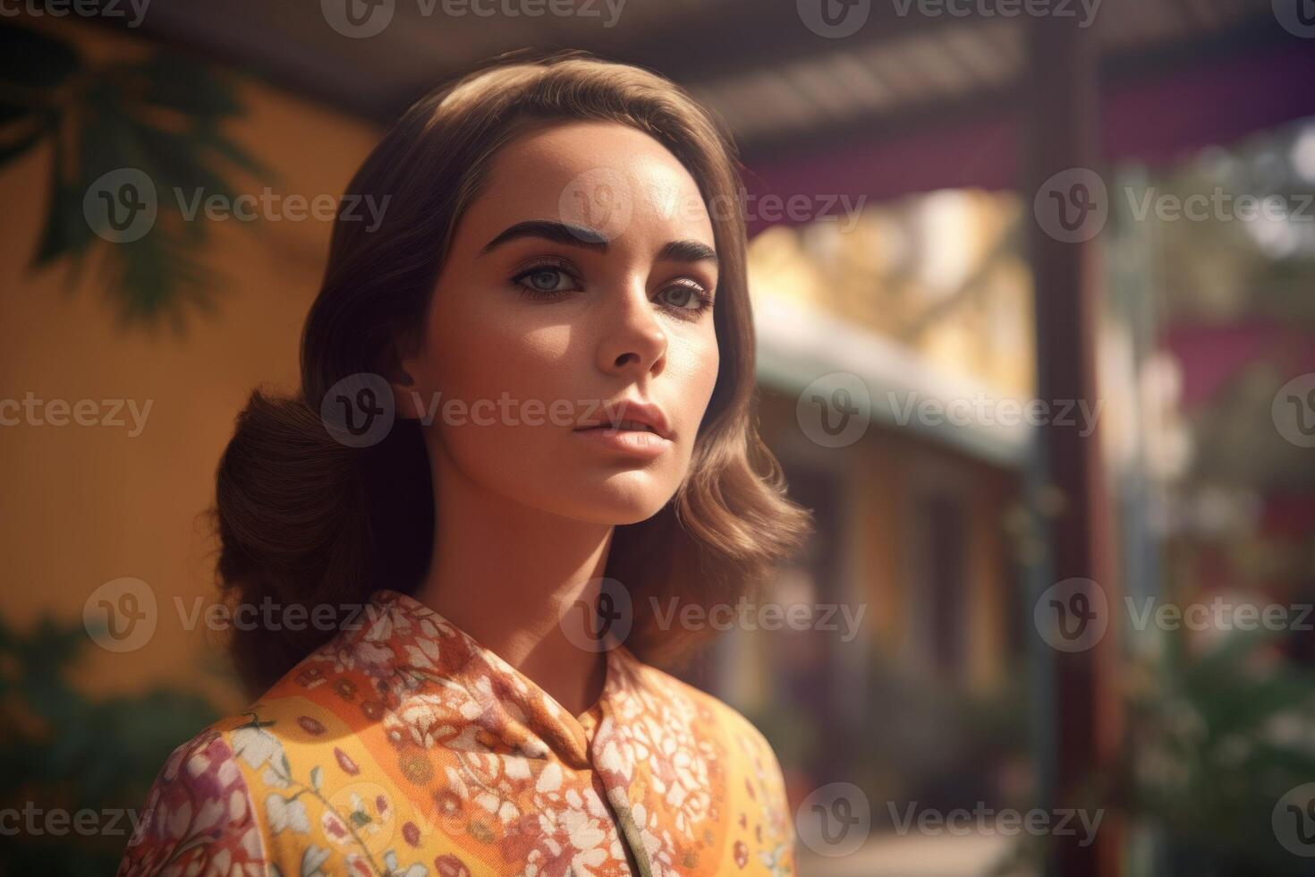 AI generated Beautiful woman retro classic style portrait. Generate ai photo