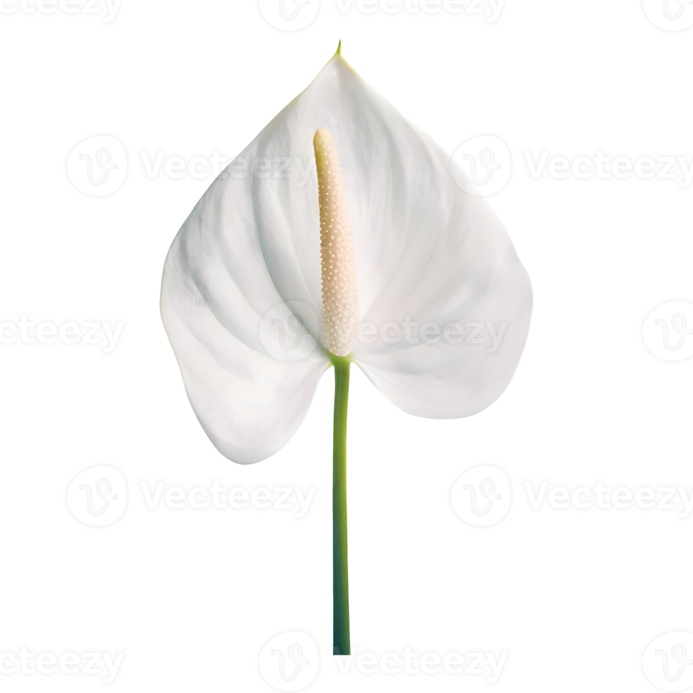 AI generated Spadix, white anthurium flower isolated on transparent background png