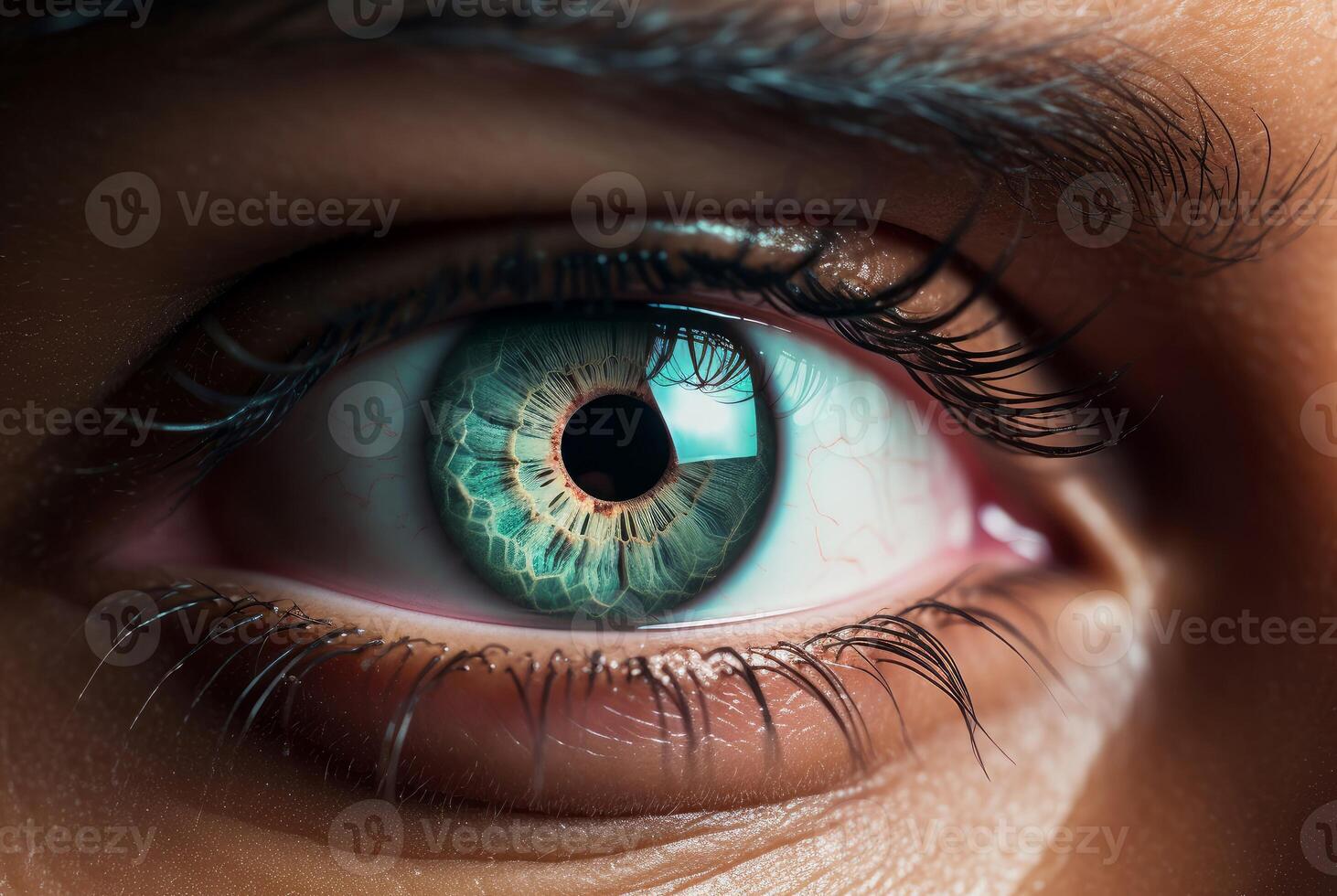AI generated Concentrated Man holding contact lens closeup. Generate Ai photo