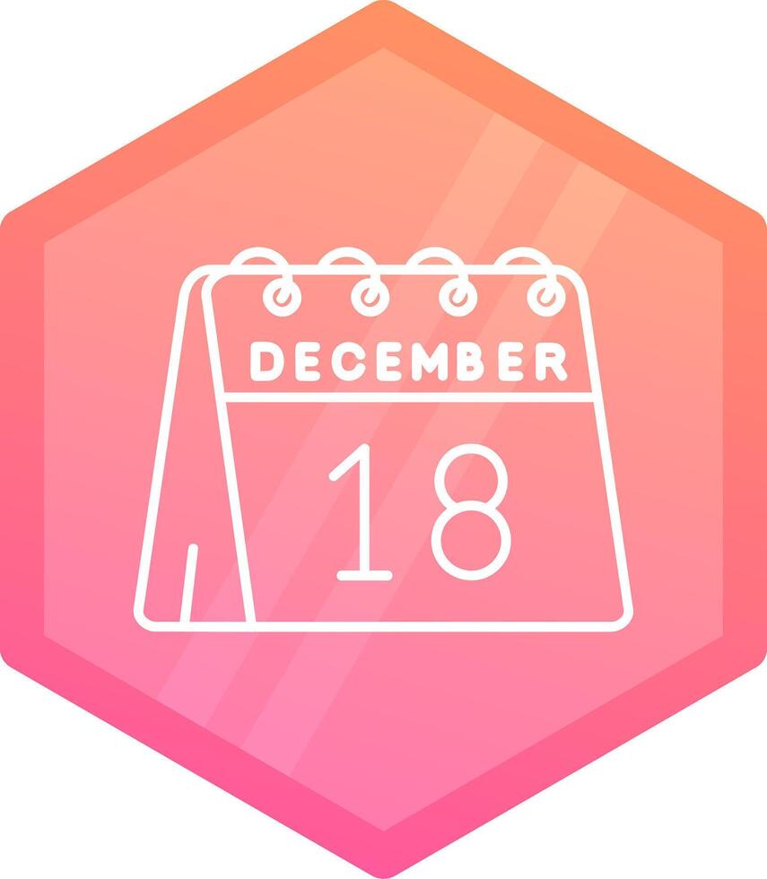 18 de diciembre degradado polígono icono vector