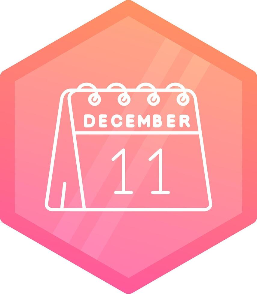 11 de diciembre degradado polígono icono vector