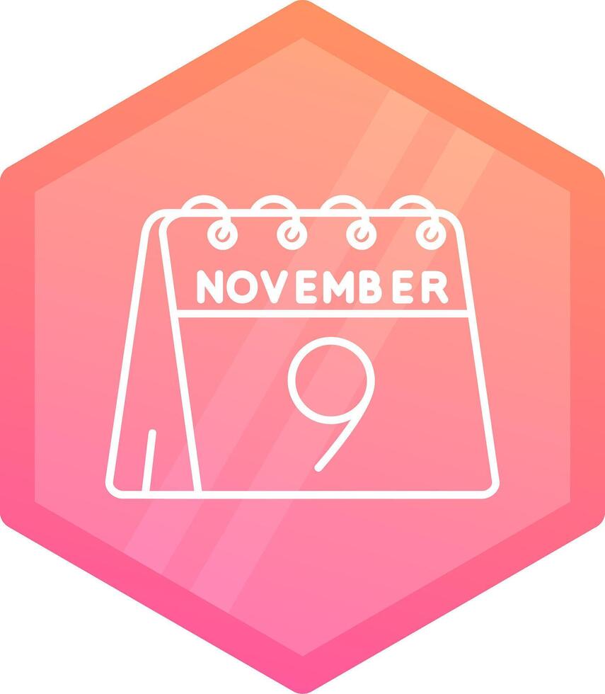 Noveno de noviembre degradado polígono icono vector